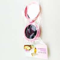 2 in 1 black flower Girls Portable Mini Folding Comb Airbag Massage Round Travel Hair brush With Mirror Cute